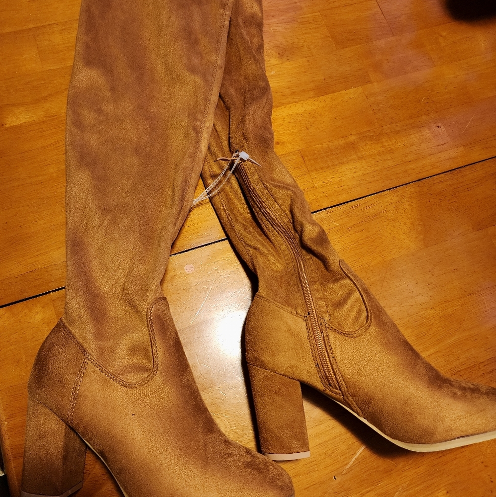 Knee high boots suede like material